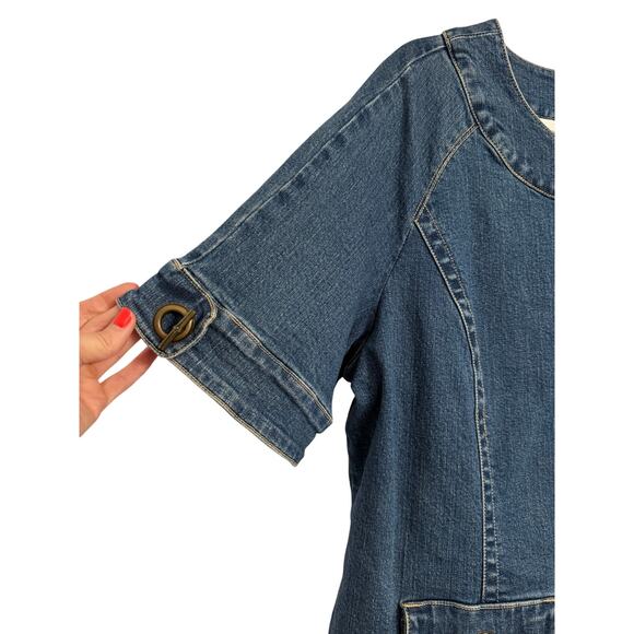 Westport Women's Plus 14/16 Denim Short Sleeve Button Front Button Pocket Jacket - Picture 3 of 10